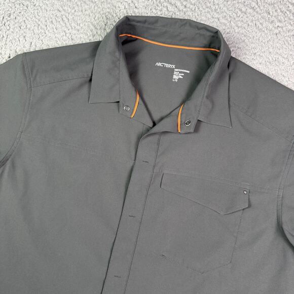 Arcteryx Skyline Shirt Mens Large Gray Trim Fit Short Sleeve Snap Performance - Picture 1 of 11